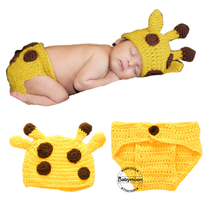 Babymoon Giraffe Shorts With Cap Newborn Photography Crochet Outfit Costume