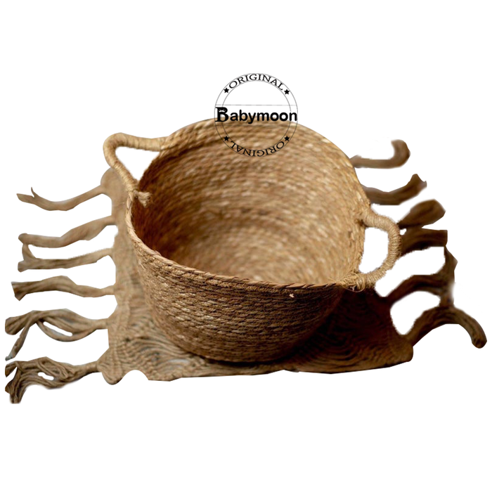 Babymoon Jute Woven Basket Baby Photoshoot Photography Props Furniture - Brown