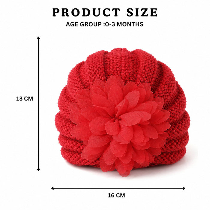 Babymoon Knit Flower Cap Newborn Photography Crochet Outfit Costume - Red