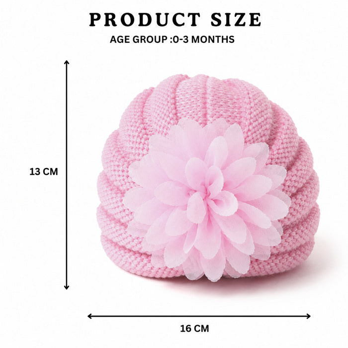 Babymoon Knit Flower Cap  Newborn Photography Crochet Outfit Costume -Pink