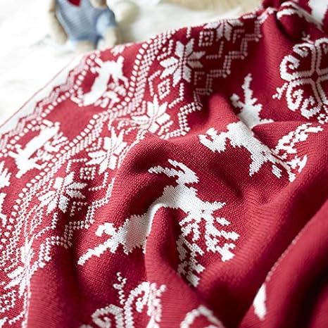 Babymoon Knitted Christmas Snowflake Santa Layer Blanket | Basket Filler | Baby Photography Props