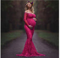 Babymoon Lace Off Shoulder Maternity Gown Dress  - Pink