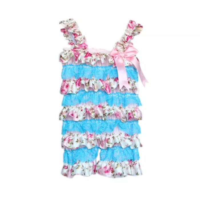 Babymoon Lace Romper Outfit Photography Costume - Blue & White