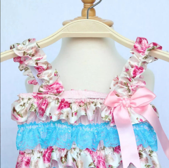 Babymoon Lace Romper Outfit Photography Costume - Blue & White