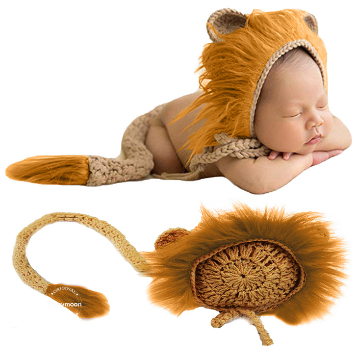 Babymoon Lion Fur Cap New Born Baby Photography Shoot Props Costumes