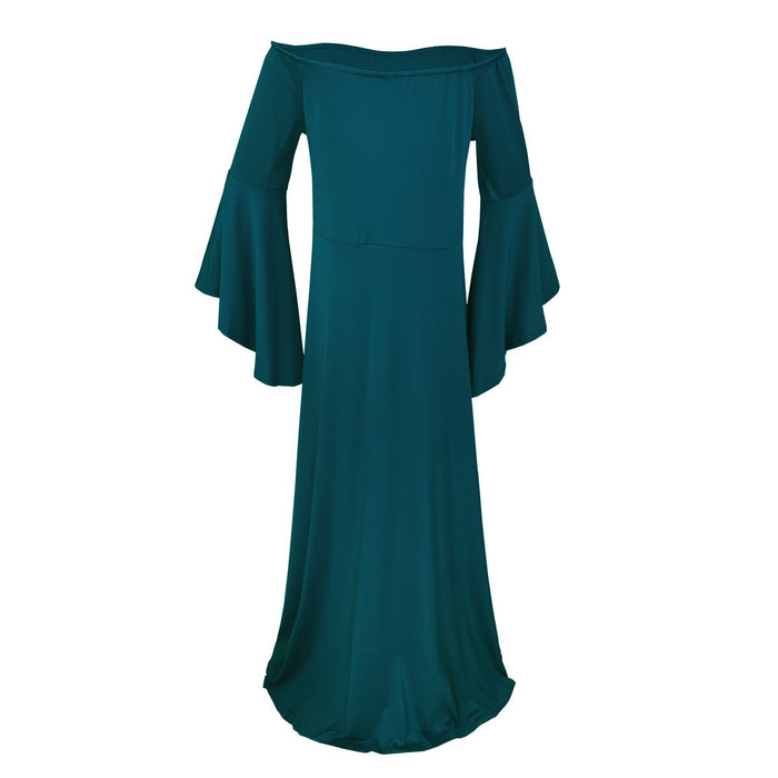 Babymoon Long Sleeve Long Tail Stretchable Maternity Gown Dress | Navy Blue