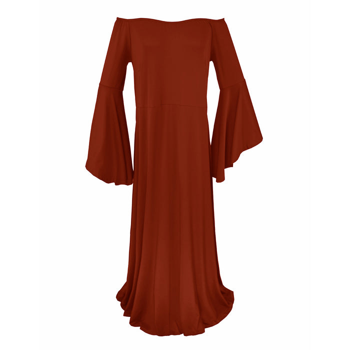 Babymoon Long Sleeve Long Tail Stretchable Maternity Gown Dress | Red