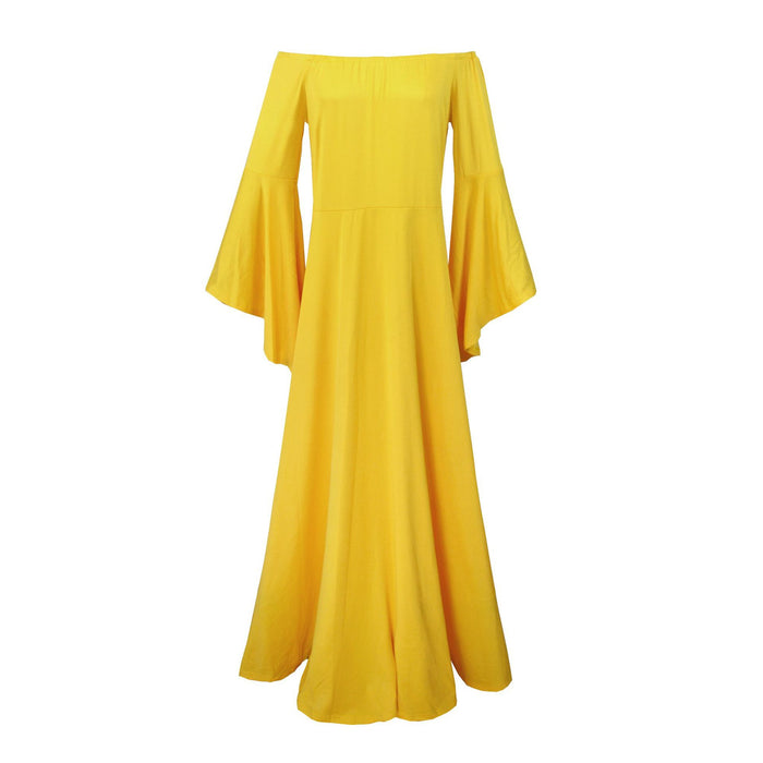 Babymoon Long Sleeve Long Tail Stretchable Maternity Gown Dress | Yellow