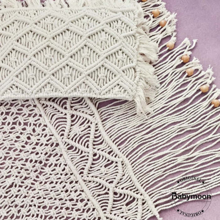 Babymoon Macrame Mat Layer with Pillow Blanket Basket Filler Baby Photography Shoot Prop (Layer with Pillow)
