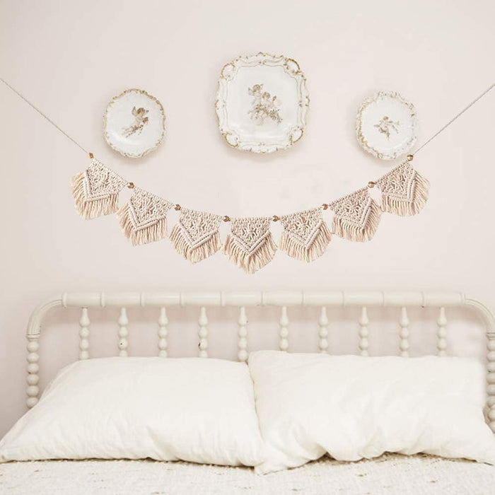 Babymoon Macrame Photography Wall Hanging Banner - White
