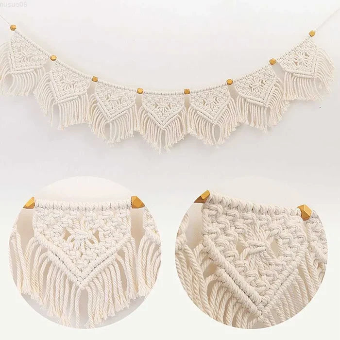 Babymoon Macrame Photography Wall Hanging Banner - White