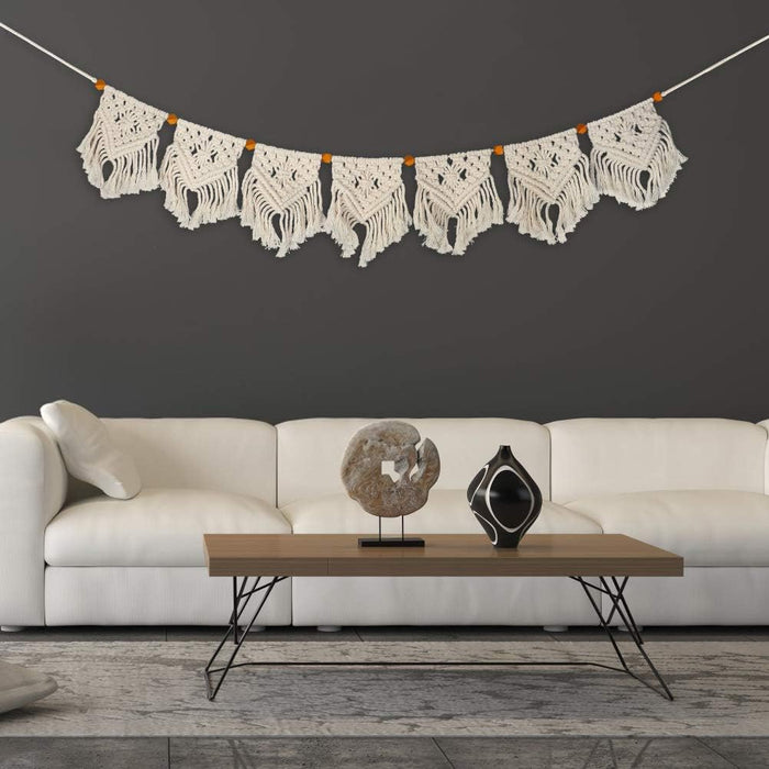 Babymoon Macrame Photography Wall Hanging Banner - White