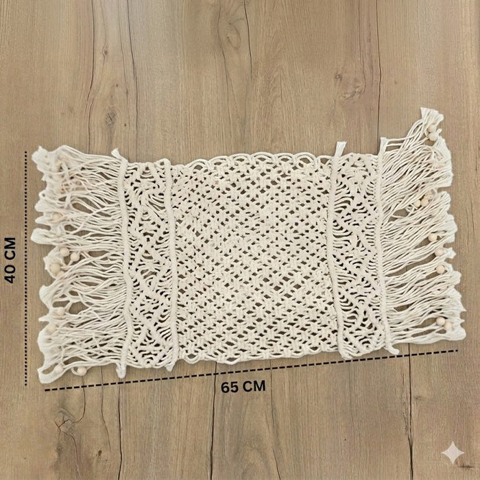 Babymoon Macrame Rectangular Mat Photography Layer - Offwhite