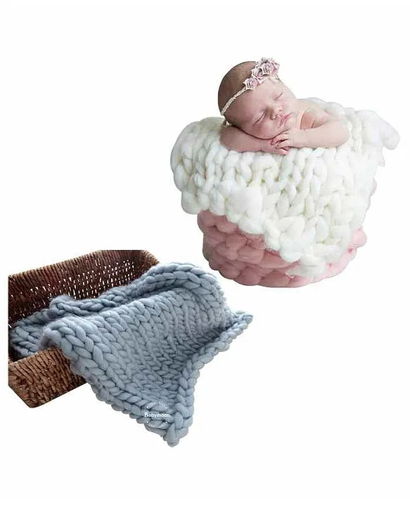 Babymoon Marino Wool Knit Throw Basket Filler Blanket Baby Photography Photoshoot Props