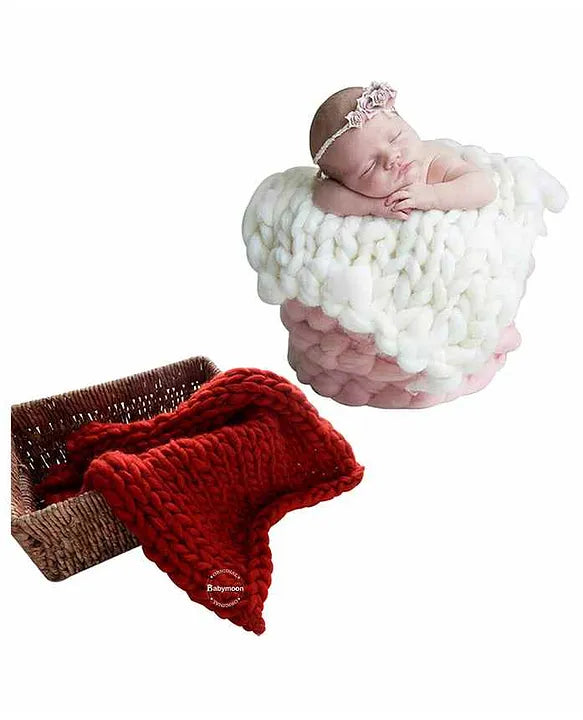 Babymoon Marino Wool Knit Throw Basket Filler Blanket Baby Photography Photoshoot Props