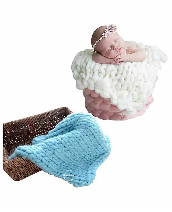 Babymoon Marino Wool Knit Throw Basket Filler Blanket Baby Photography Photoshoot Props