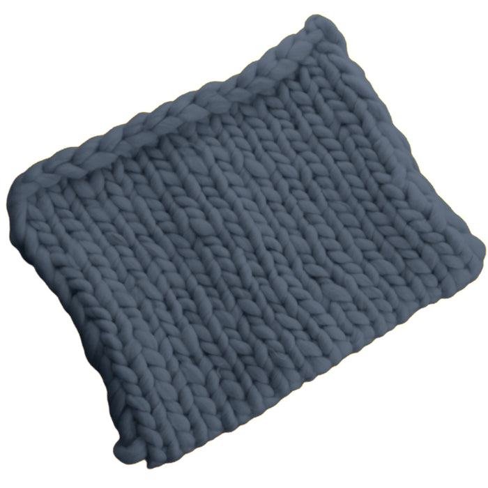 Babymoon Marino Wool Knit Throw Basket Filler Blanket Baby Photography Photoshoot Props | Navy Blue