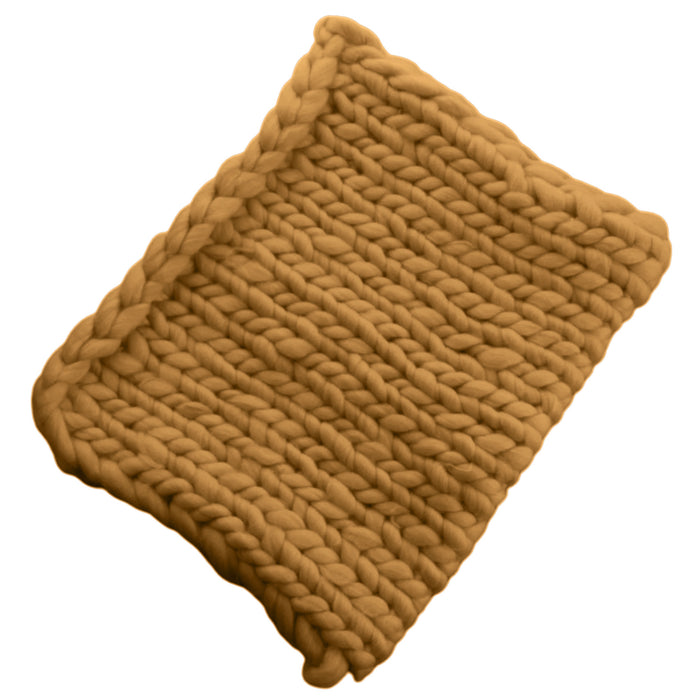 Babymoon Marino Wool Knit Throw Basket Filler Blanket Baby Photography Photoshoot Props | Mustard