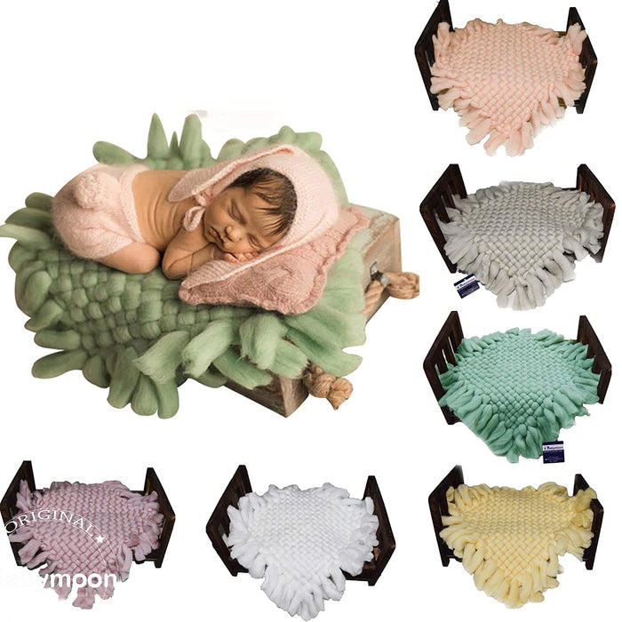 Babymoon Marino Wool Pineapple Layer Basket Filler Baby Photography Blanket | Light Yellow