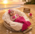 Babymoon Mermaid Newborn Photography Crochet Outfit Costume - Pink