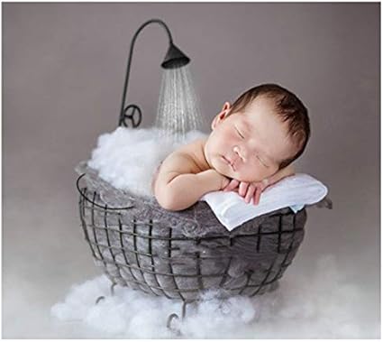 Babymoon Metal Bath Tub with Shower| Without Foam | Baby Basket Photography Prop | Black