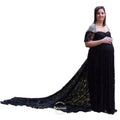 Babymoon Off Shoulder Maternity Gown Dress - Black