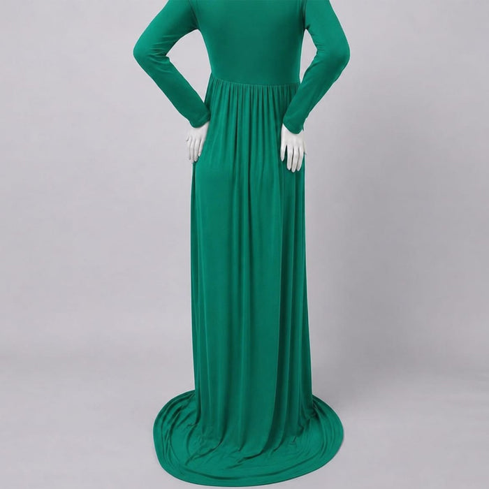 Babymoon Off Shoulder Maternity Gown Dress - Green