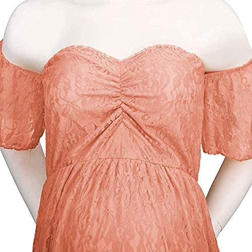 Babymoon Off Shoulder Maternity Gown Dress - Peach