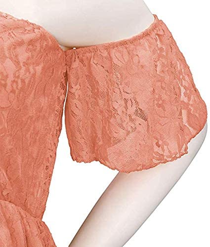 Babymoon Off Shoulder Maternity Gown Dress - Peach
