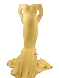 Babymoon Off Shoulder Maternity Gown Dress - Yellow