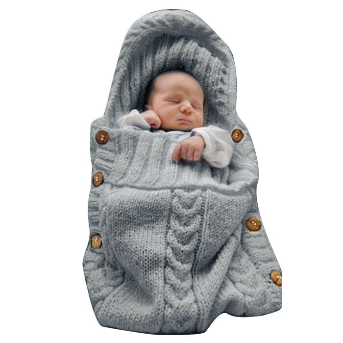 Babymoon Organic Knitted Woollen Swaddle Sleeping Bag | 0-3M  - Grey