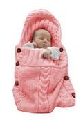 Babymoon Organic Knitted Woollen Swaddle Sleeping Bag | 0-3M  - Peach