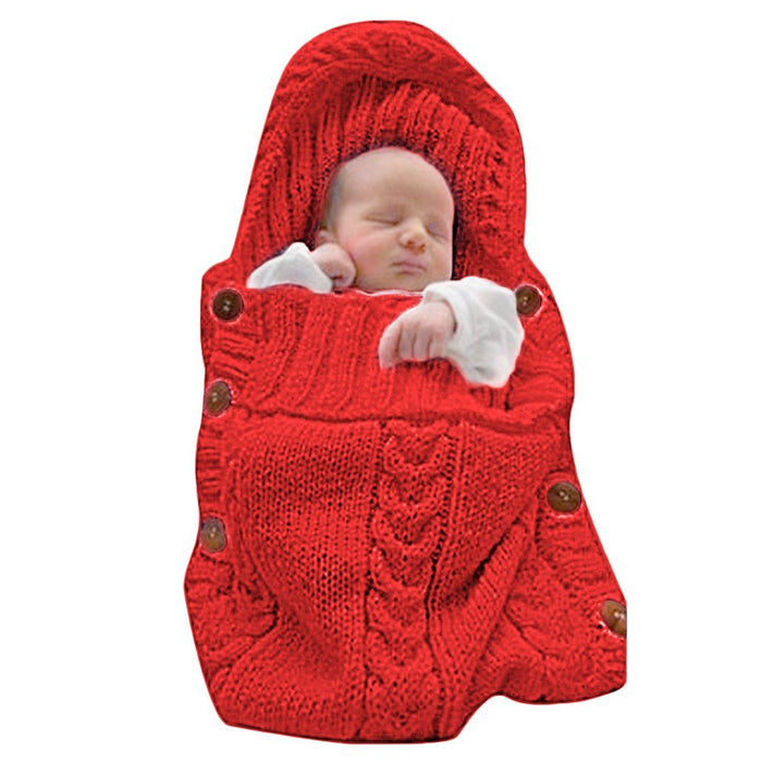 Babymoon Organic Knitted Woollen Swaddle Sleeping Bag | 0-3M  - Red