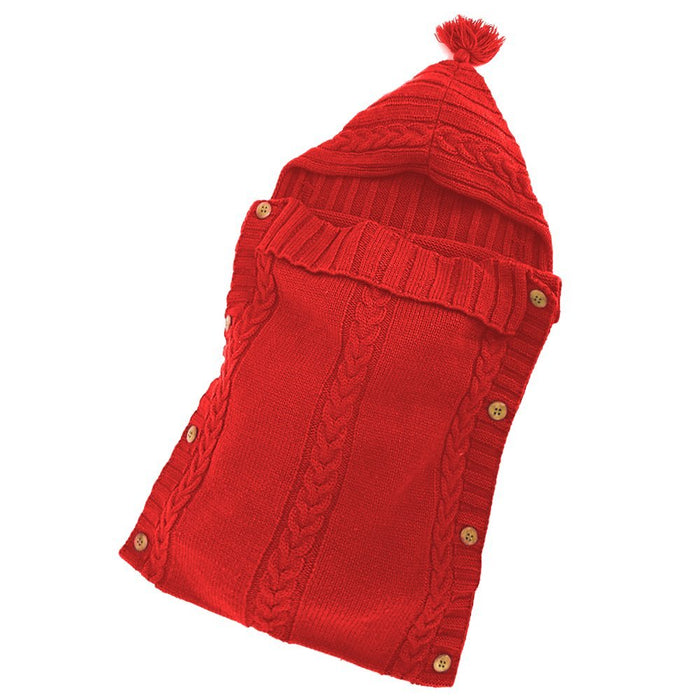 Babymoon Organic Knitted Woollen Swaddle Sleeping Bag | 0-3M  - Red