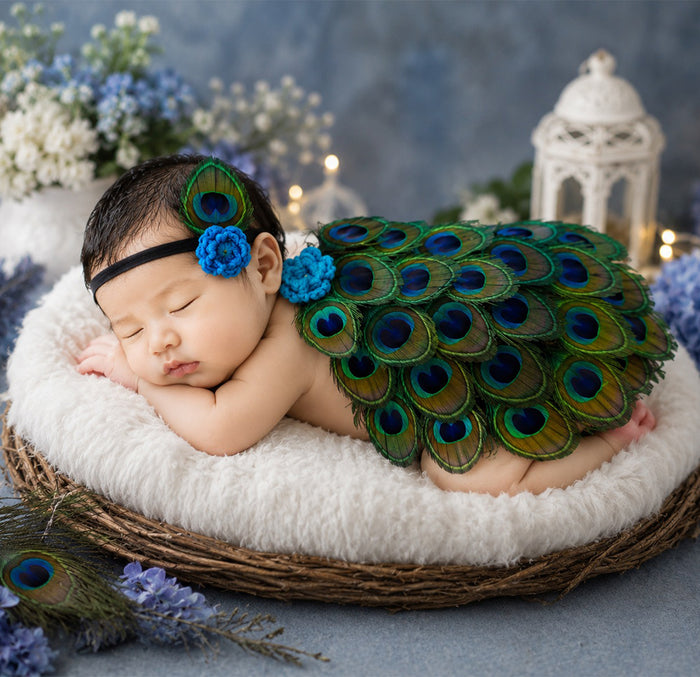 Babymoon Peacock Krishna Feathers Newborn Photography Outfit Costume