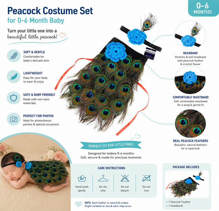 Babymoon Peacock Krishna Feathers Newborn Photography Outfit Costume