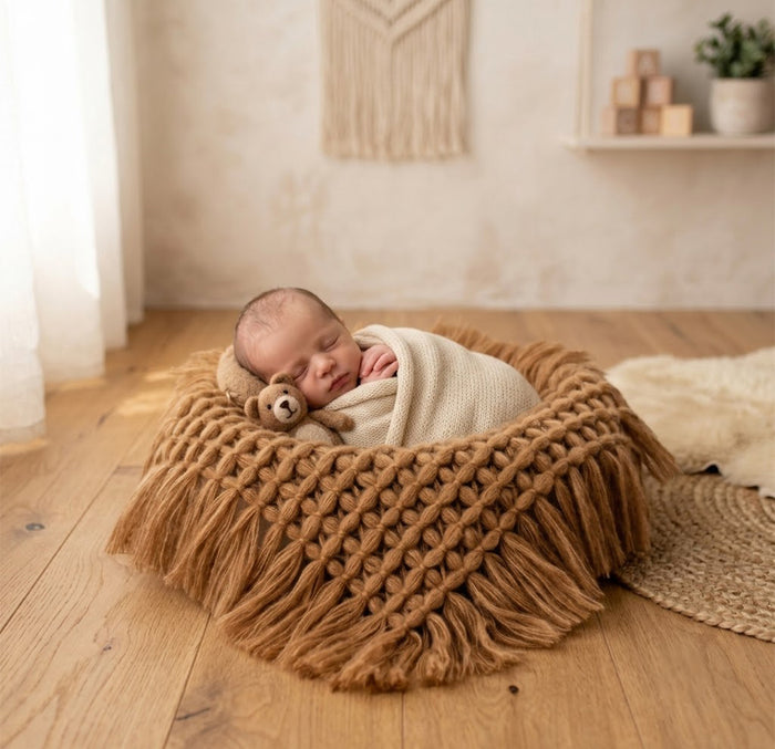 Babymoon Petal Layer Blanket Basket Filler | Baby Photography Props| Coffee