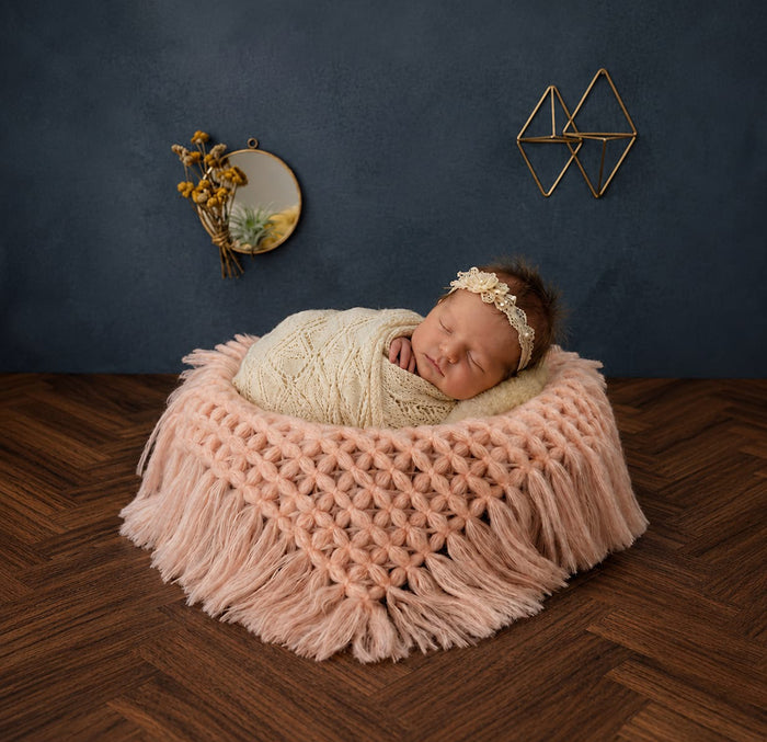 Babymoon Petal Layer Blanket Basket Filler | Baby Photography Props| Light Pink