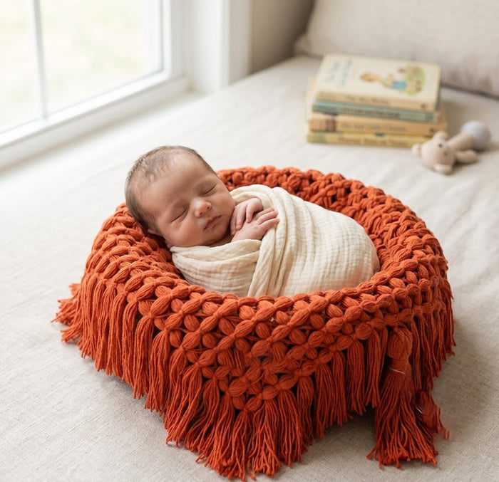 Babymoon Petal Layer Blanket Basket Filler | Baby Photography Props| Orange