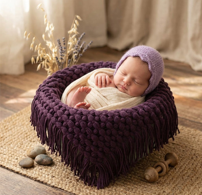 Babymoon Petal Layer Blanket Basket Filler | Baby Photography Props| Purple