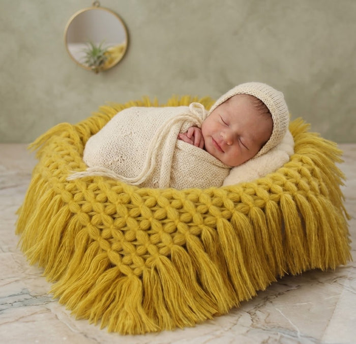 Babymoon Petal Layer Blanket Basket Filler | Baby Photography Props| Yellow
