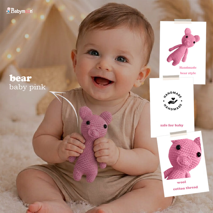 Babymoon Piggy (17 Cm) Handmade Knitted Stuffed Animal Baby Kids Photography Shoot Props Organic Toys