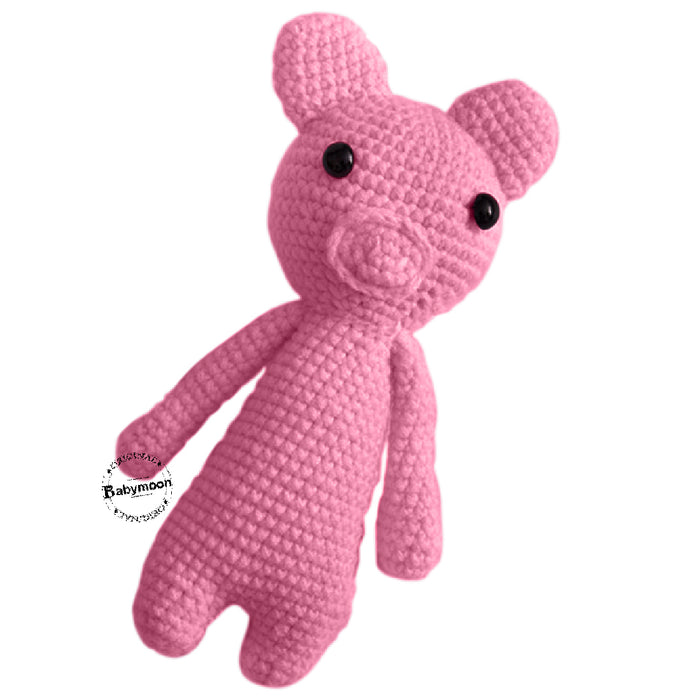 Babymoon Piggy (17 Cm) Handmade Knitted Stuffed Animal Baby Kids Photography Shoot Props Organic Toys