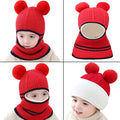 Babymoon Pom-Pom Knit Winter Kids Boys Girls Monkey Cap Baby Hat | Red | 2-8 yr