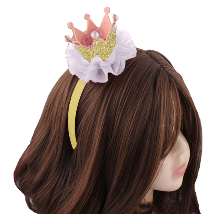 Babymoon Princess Girl’s Pearl Crown Headband | Hair Accessories | Gold