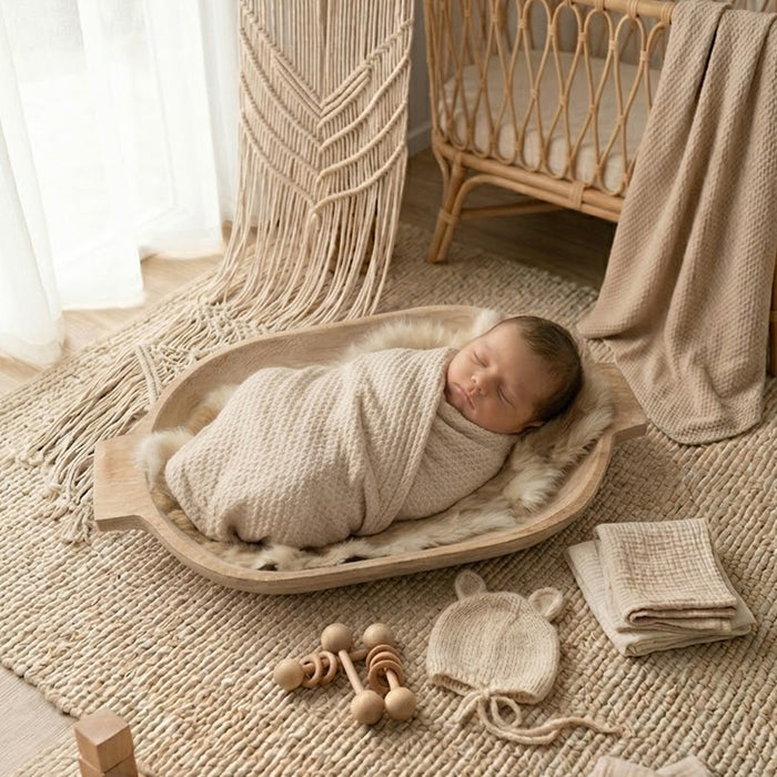 Babymoon Rabbit Fur | Basket Filler | Baby Photography Props | Dual Tone | Coffee Cream