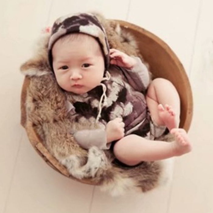 Babymoon Rabbit Fur | Basket Filler | Baby Photography Props | Dual Tone | Coffee Cream