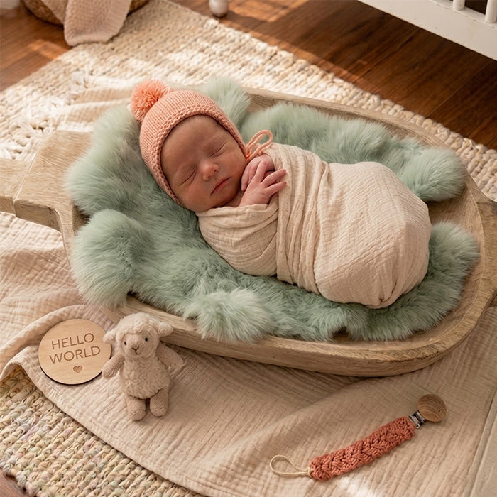 Babymoon Rabbit Fur | Basket Filler | Baby Photography Props | Light Green