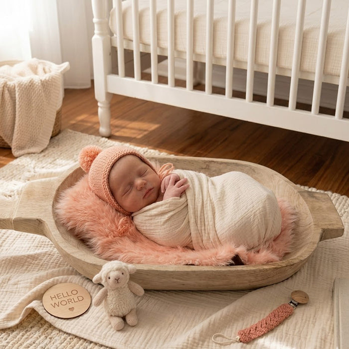 Babymoon Rabbit Fur | Basket Filler | Baby Photography Props | Light Peach