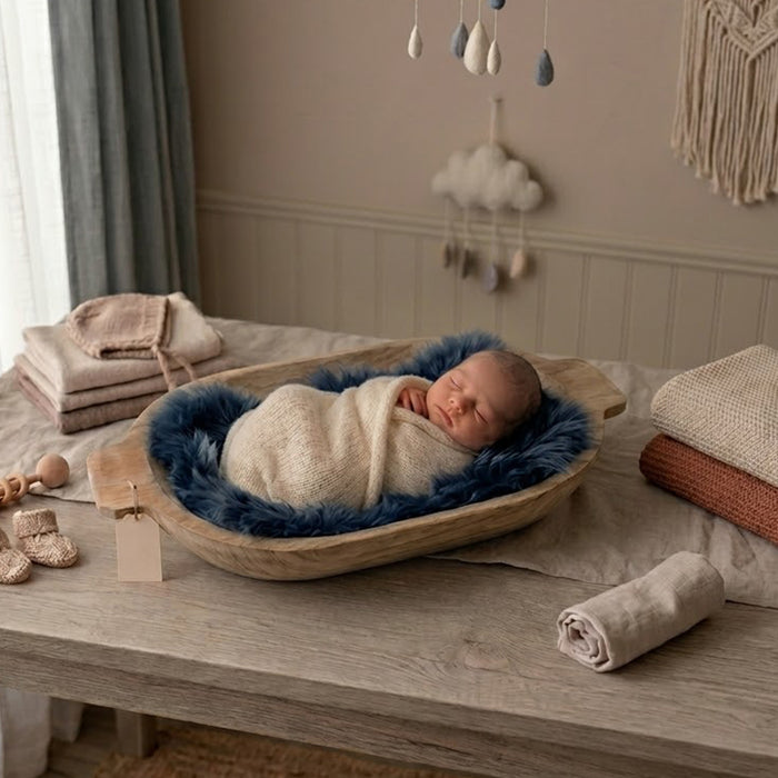 Babymoon Rabbit Fur | Basket Filler | Baby Photography Props | Navy Blue